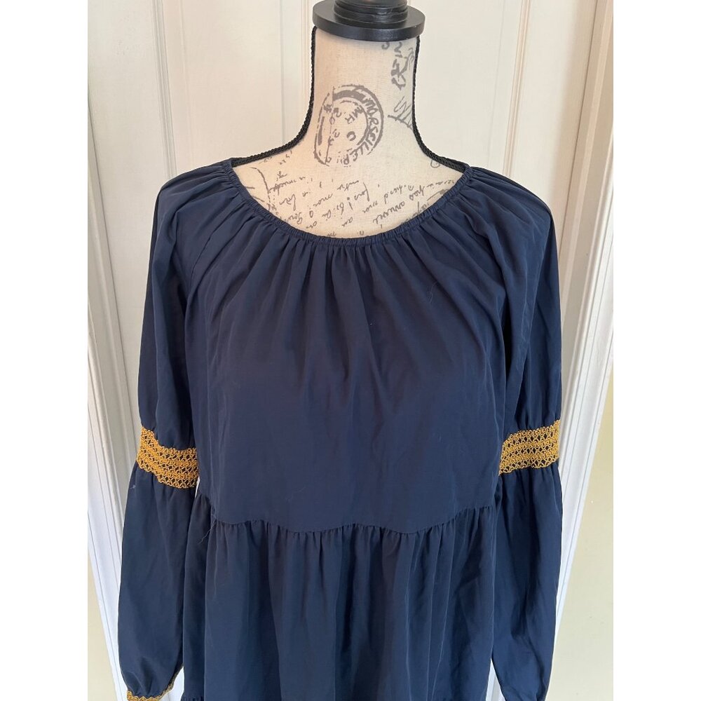 Elizabeth And James Embroidered Boho Dress Navy Blue Women's Large - Picture 2 of 10